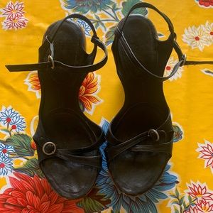 Leather and wood wedges